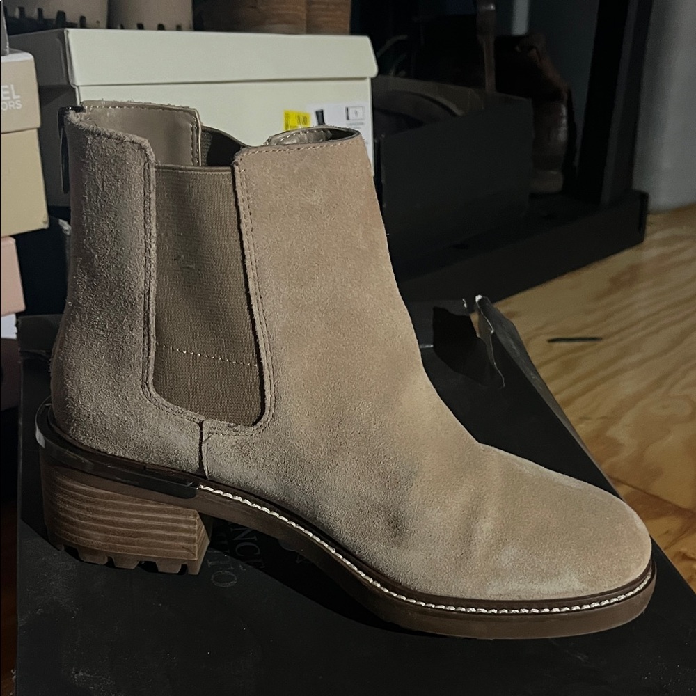 Vince Camuto Beige Suede Ankle Boots
